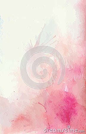 Watercolor background with splashes of pink and tender spots. Vector Illustration