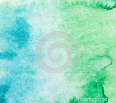 Watercolor background . Stains of paint green blue Stock Photo