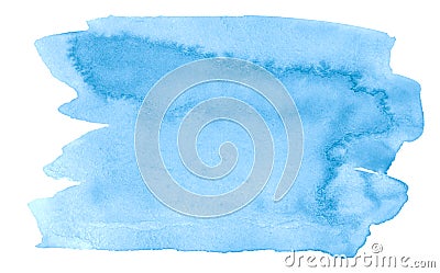 Watercolor background of trendy colors of Sky blue with sharp borders and divorces. Watercolor brush stains. With copy space Stock Photo