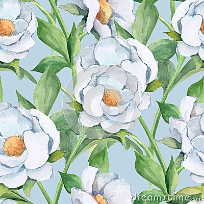 Watercolor background with white flower Stock Photo