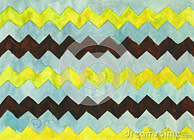 Watercolor background with zigzag stripes Stock Photo