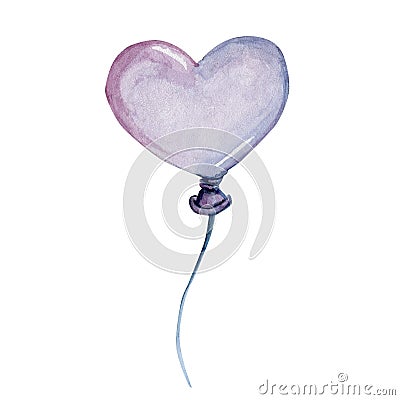 Watercolor balloon shape balloon heart for valentine`s day.illustration Stock Photo