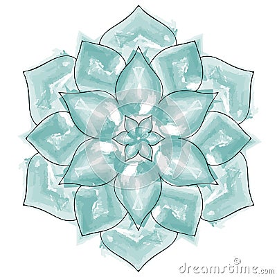 Watercolor Beautiful Flower Mandala Stock Photo