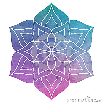 Watercolor Beautiful Flower Mandala Stock Photo