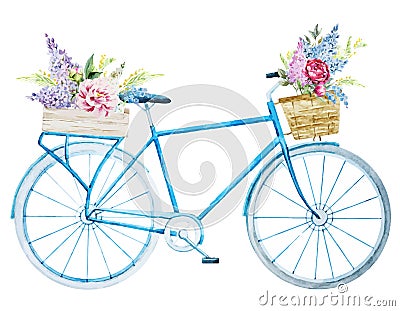 Watercolor bike bicycle Vector Illustration