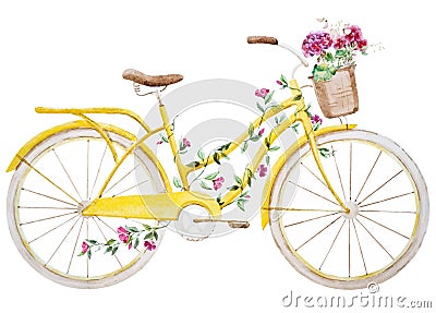 Watercolor bike bicycle Vector Illustration