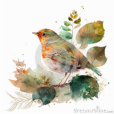 Watercolor bird illustration, Generative AI Technology Cartoon Illustration