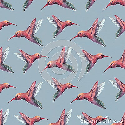 Watercolor birds. Seamless pattern Cartoon Illustration