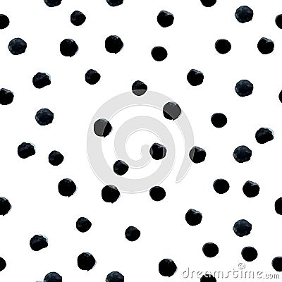 Watercolor Black and white random print polka dot Stock Photo