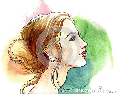 Watercolor blond Stock Photo