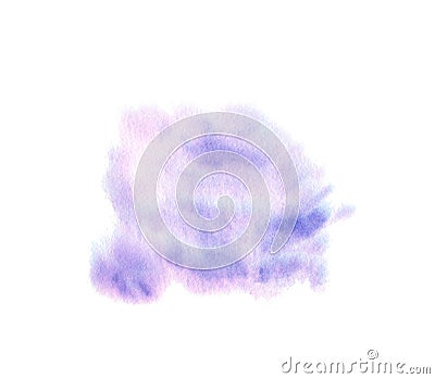 Watercolor blot on white isolated background. Design for banners, cards, invitations. A stain of paint. Lilac watercolor Stock Photo