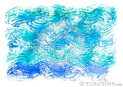 Watercolor blue background. Watercolor artistic sea wave, water, sky. Stock Photo