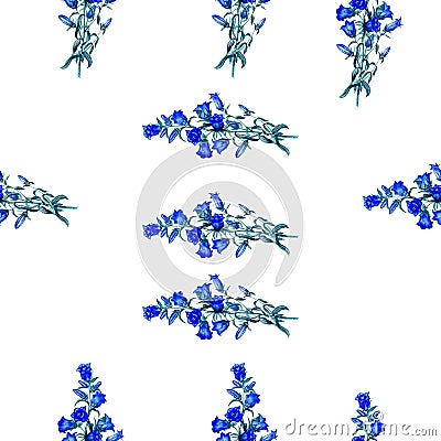 Watercolor blue bells pattern Stock Photo