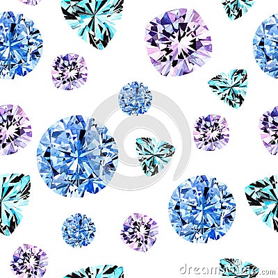 Watercolor blue diamond pattern Vector Illustration