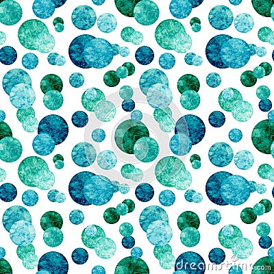 Watercolor Blue And Green Circles Seamless Pattern Stock Photo