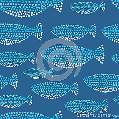 Watercolor blue hand drawn fishes in vector. Vector Illustration