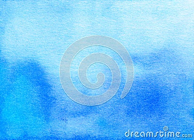 Watercolor blue ombre background hand painted. Aquarelle sky blue gradient backdrop texture Stock Photo