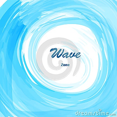 Watercolor blue sea wave Vector Illustration