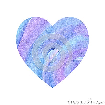 Watercolor light blue and violet heart Stock Photo