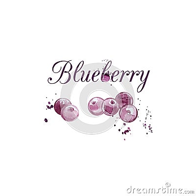 Watercolor Blueberry illustration. Cartoon Illustration