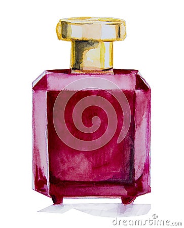 Watercolor bottle with perfume Stock Photo