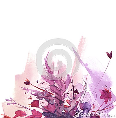 Watercolor bouquet of flowers. Wild grass, flowers Cartoon Illustration