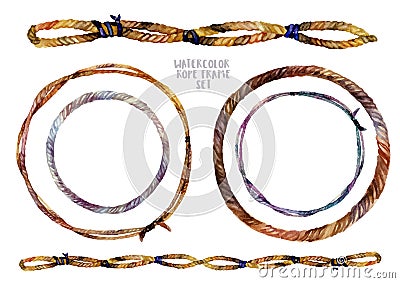 Watercolor braided rope frames set Vector Illustration