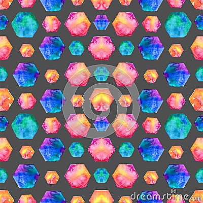 Watercolor bright hexagon Pattern Stock Photo