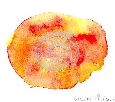 Watercolor bright Orange, pink, red and yellow hand drawn texture, isolated on white background, vector Vector Illustration