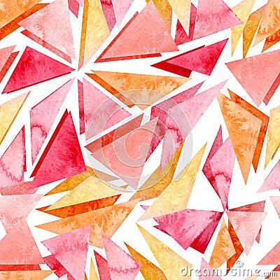 Watercolor Bright Pink Fragments Geometric Seamless Pattern Stock Photo