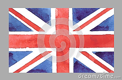 Watercolor British Flag. Vector EPS 10 Stock Photo