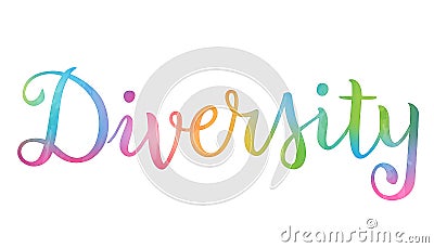 Watercolor brush calligraphy concept word DIVERSITY Stock Photo