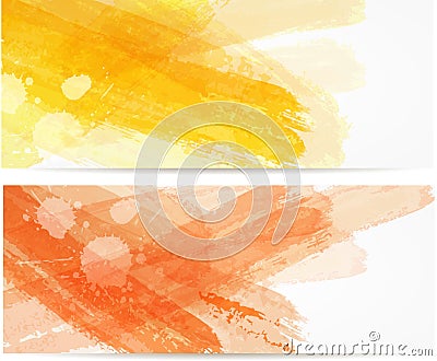 Watercolor brushed lines banners Vector Illustration