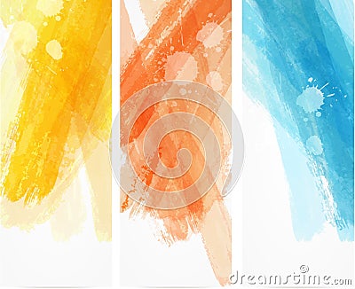 Watercolor brushed lines banners Vector Illustration