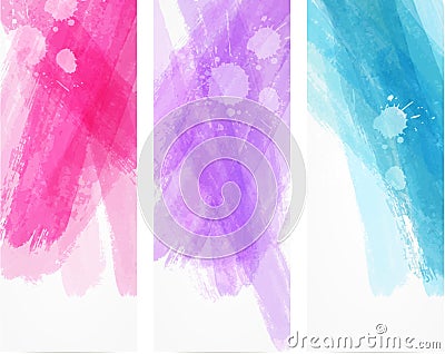 Watercolor brushed lines banners Vector Illustration