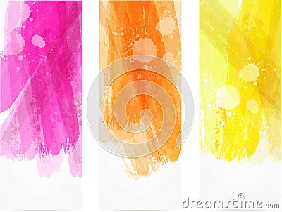 Watercolor brushed lines banners Vector Illustration