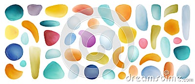 Watercolor brushes and liquid blobs design set Vector Illustration