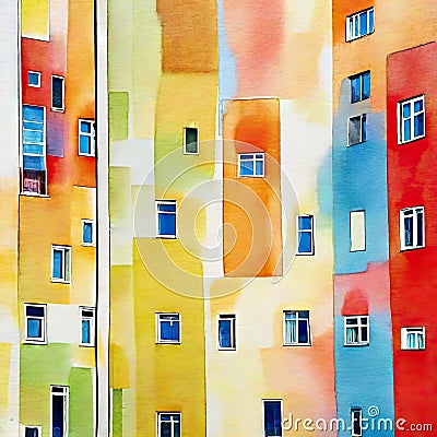 Watercolor of Bunte moderne Generiert mit KI Stock Photo