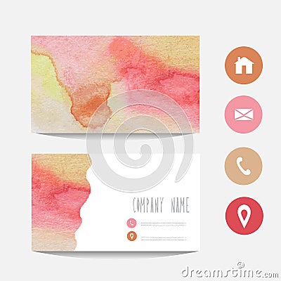 Watercolor business card Vector Illustration