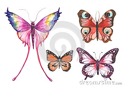 Watercolor butterflies illustration Stock Photo