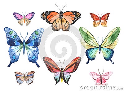 Watercolor butterflies illustration Stock Photo