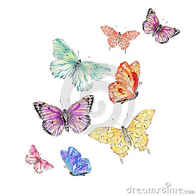 Watercolor Butterfly Cartoon Illustration