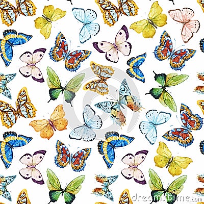 Watercolor butterfly pattern Vector Illustration