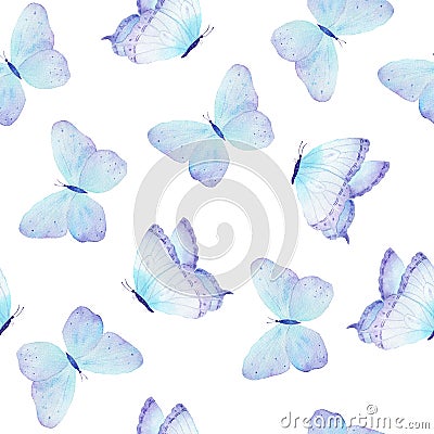 Watercolor butterfly seamless pattern hand drawn Stock Photo