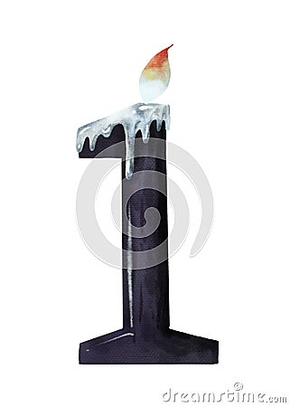 Watercolor of candle number Stock Photo