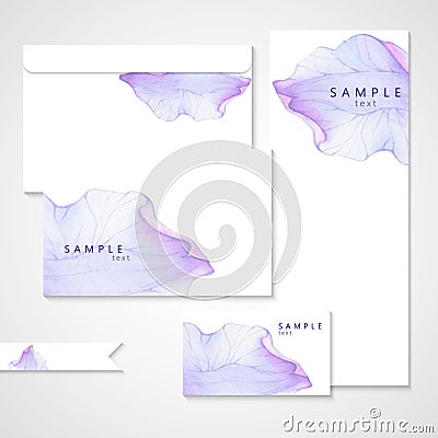 Watercolor card with Purple flower petal Vector Illustration