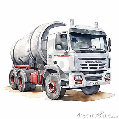 Watercolor Cement Mixer Truck Clipart With Detailed Illustration Style Stock Photo