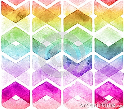 Watercolor chevron rainbow colors Stock Photo