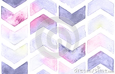 Watercolor chevron with white background. Seamless pattern for fabric Stock Photo