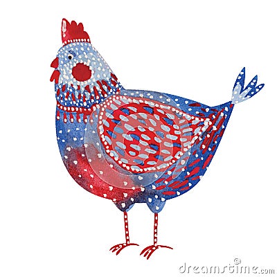 Watercolor chicken Vector Illustration